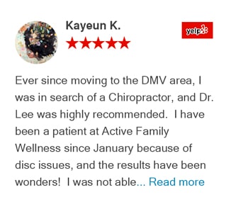 Review by Kayeun on Yelp for Active Family Wellness Clinic in Fairfax,VA